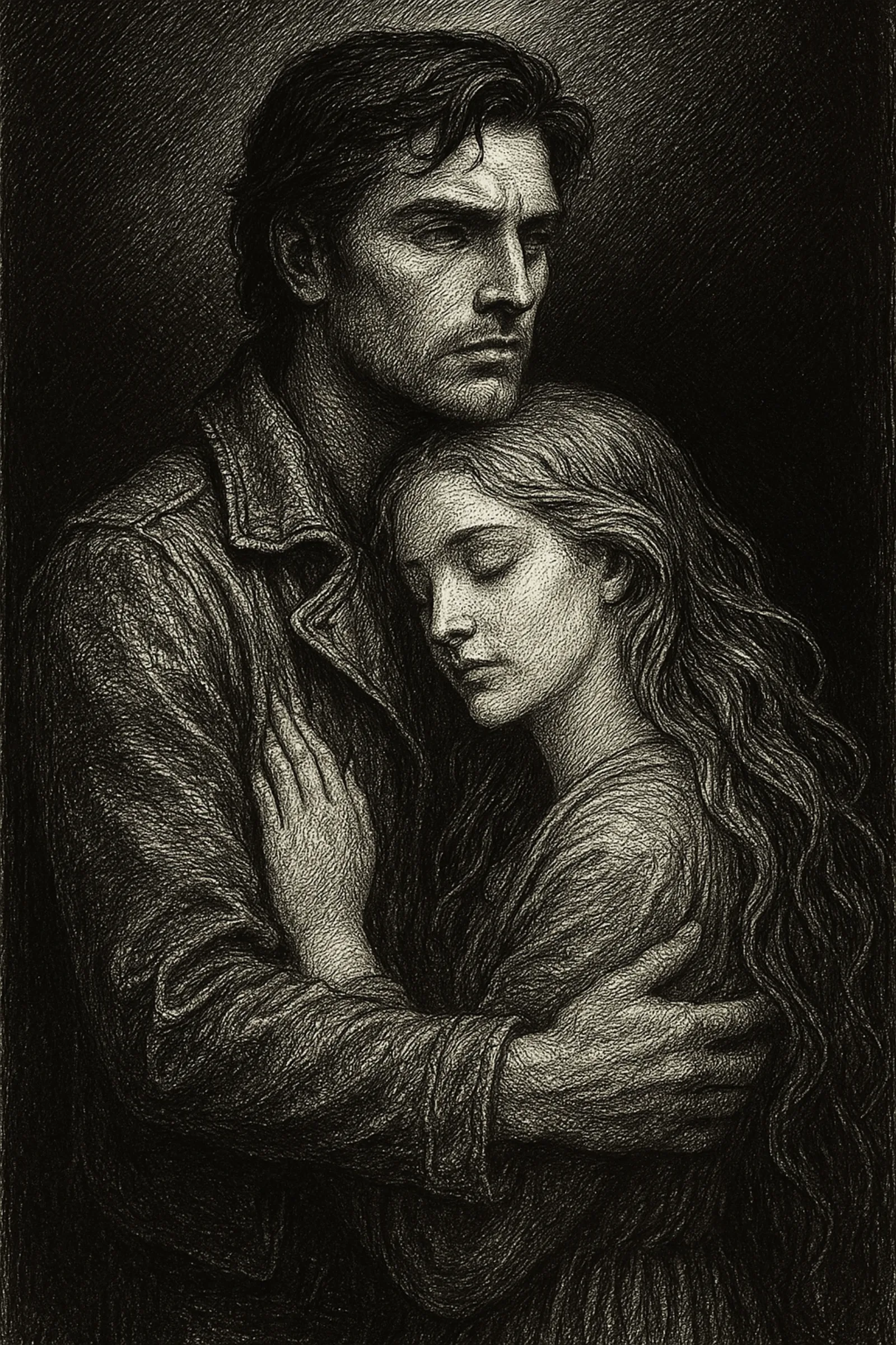 A couple in a tragic embrace